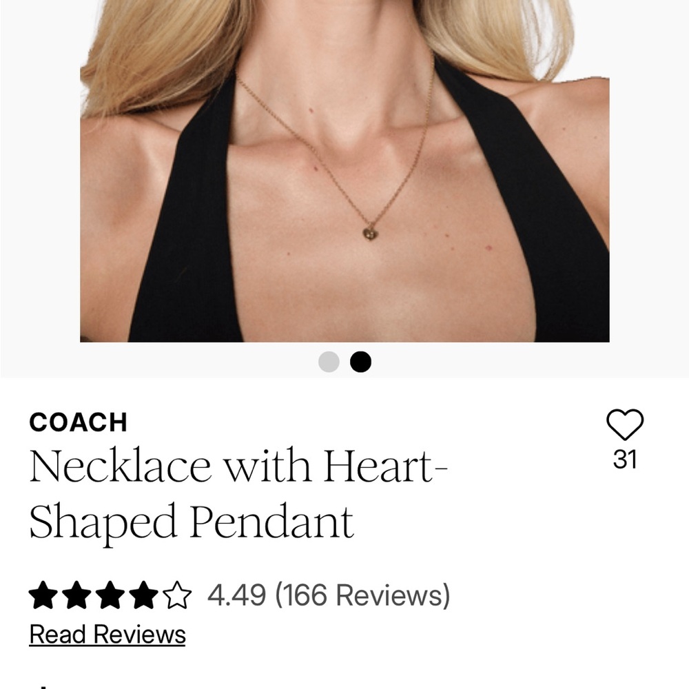 NWT -Coach Gold Heart Pendant Necklace